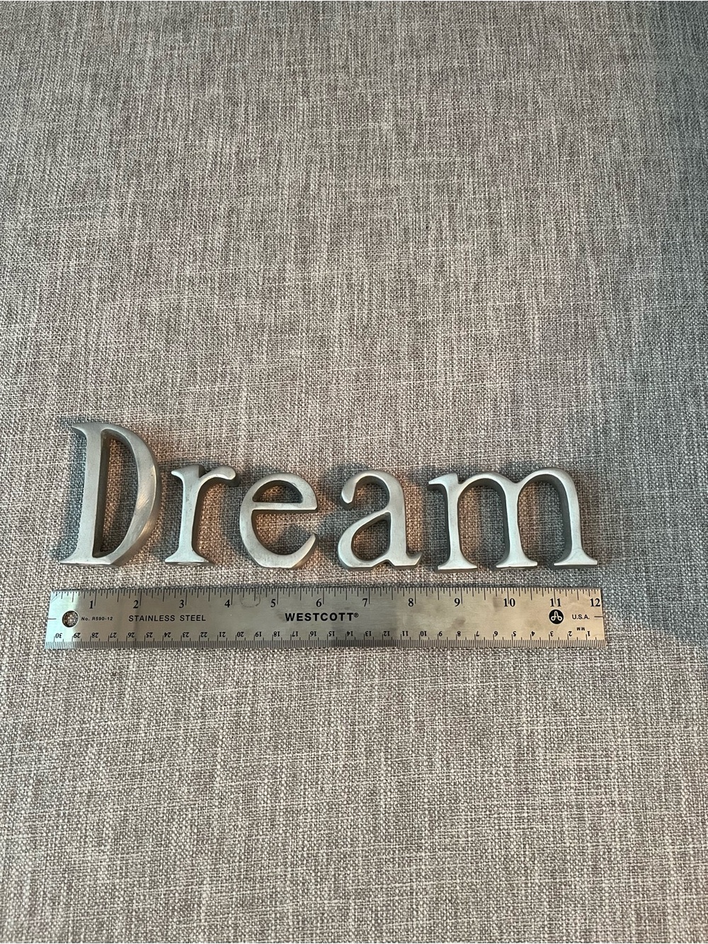 Freestanding Solid Metal Silver 'Dream' Word Accent - Decorative Home Art